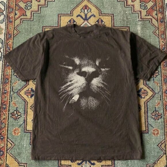 Gildan Other - Minimalist Cat Face Smoking T-Shirt